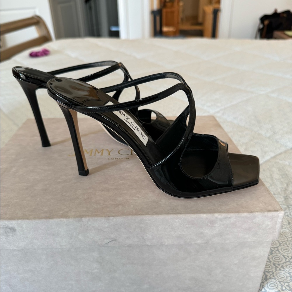 Black patent leather Jimmy Choos